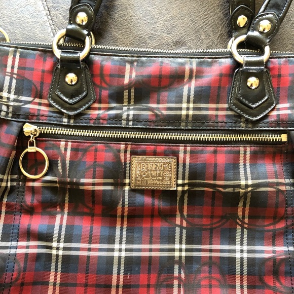🔥SALE🔥♥️◾️COACH Poppy Plaid Tartan Tote◾️♥️ - Picture 2 of 6